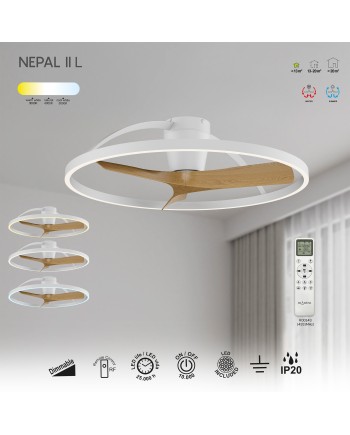 NEPAL II *PLAFÓN / VENTILADOR  - BLANCO-MADERA - GRANDE